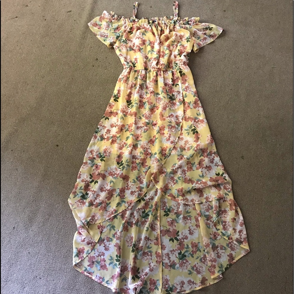 Yellow Floral High Low Dress